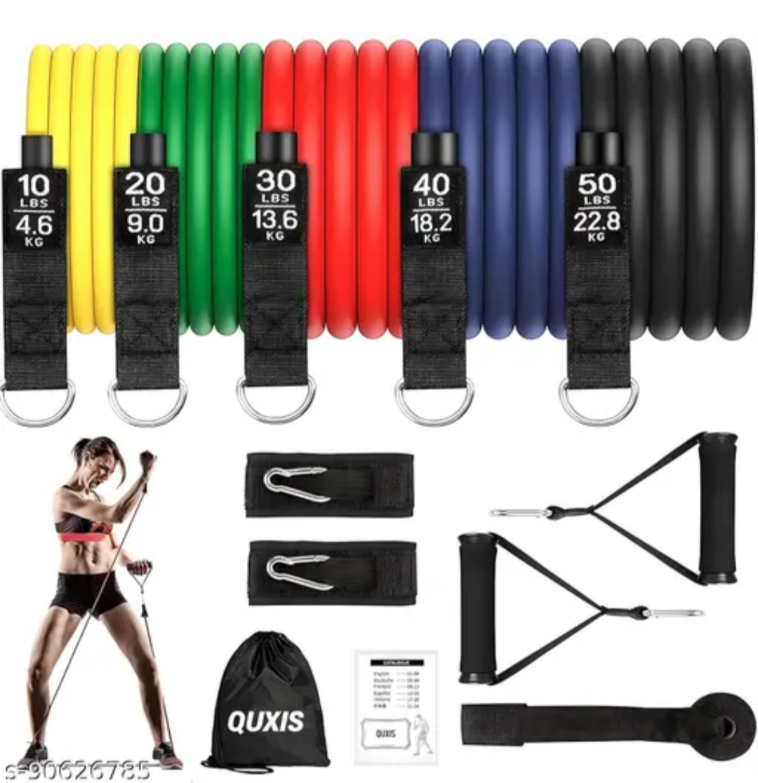AUREN FIT Resistance Band Set – 5 Levels of Resistance with Handles, Door Anchor & Carry Bag | Full-Body Home Workout Equipment